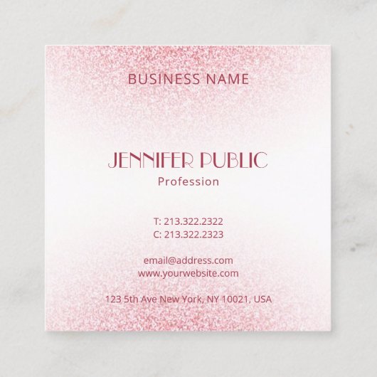 Moderne roze roze goudglitter - monogram Sjabloon Vierkante Visitekaartje (Achterkant)