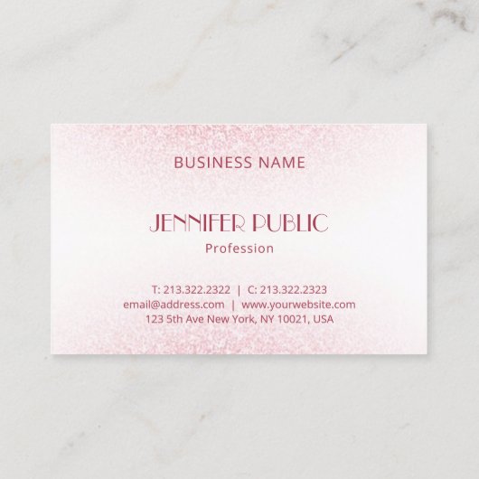 Moderne roze roze goudglitter - monogram Sjabloon Visitekaartje (Achterkant)