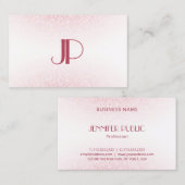 Moderne roze roze goudglitter - monogram Sjabloon Visitekaartje (Voorkant / Achterkant)