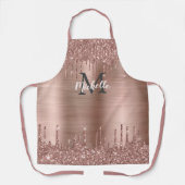 Moderne roze roze goudglitterschijven op maat schort (Voorkant)