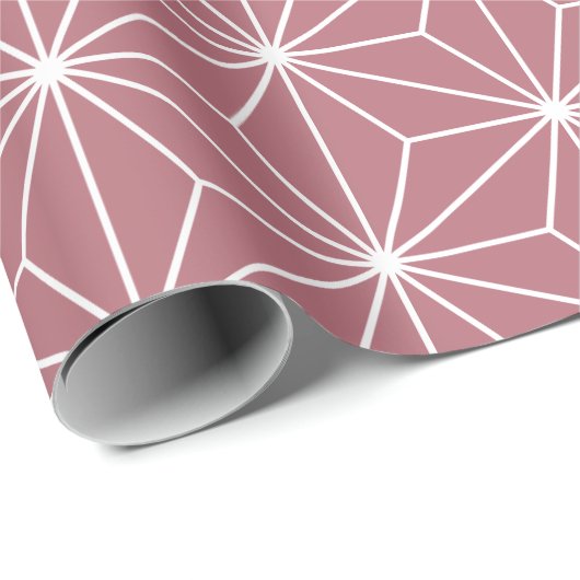 Moderne roze roze goudJapanse geometrische patrone Cadeaupapier (Rol Hoek)