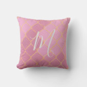 Moderne roze roze goudmonogram kussen (Voorkant)
