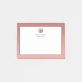 Moderne roze roze goudmonogram post-it® notes (Voorkant)