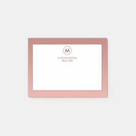Moderne roze roze goudmonogram post-it® notes