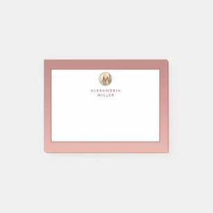 Moderne roze roze goudmonogram post-it® notes