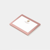Moderne roze roze goudmonogram post-it® notes (Schuin)