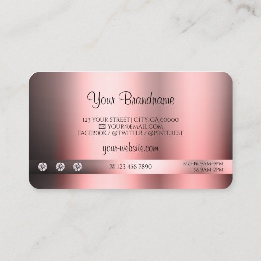 Moderne roze roze gradiëntkleuren - Glitter Visitekaartje (Achterkant)