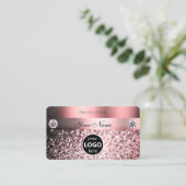 Moderne roze roze gradiëntkleuren Logo Glitter Visitekaartje (Staand voorkant)