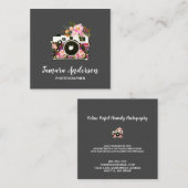 Moderne roze roze grijze fotograaf vierkante visitekaartje (Voorkant / Achterkant)