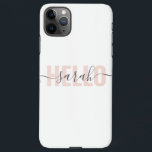 Moderne roze roze Hallo en Jouw naam iPhone 11Pro Max Hoesje<br><div class="desc">Moderne roze roze Hallo en Jouw naam</div>