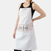 Moderne roze roze Hallo en Jouw naam Schort (Insitu)