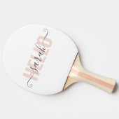 Moderne roze roze Hallo en Jouw naam Tafeltennisbatje (Zijkant)