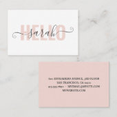 Moderne roze roze Hallo en Jouw naam Visitekaartje (Voorkant / Achterkant)