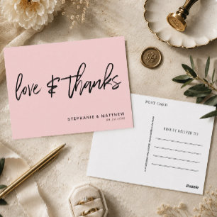 Moderne Roze Roze Liefde en Dank Trouwdag Briefkaart