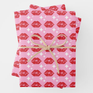 Moderne roze roze lips Kus Business Shop Inpakpapier Vel