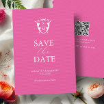 Moderne roze roze minimale opslagdatum save the date<br><div class="desc">Kondig uw speciale dag aan met deze moderne bruiloft, behalve de datum uitnodigingen, ontworpen voor de moderne bruid en bruidegom. Met een gedurfde fuchsia roze achtergrond en een stijlvolle monogram kam, deze uitnodigingen combineren eenvoudige, niet-foto elegantie met een hedendaagse flair. De combinatie van het moderne schrift en de klassieke typografie...</div>
