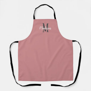 Moderne roze roze monogram naam keuken schort