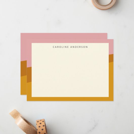 Moderne roze roze rand Persoonlijke naam Notitiekaartje (Voorkant / Achterkant in situ)