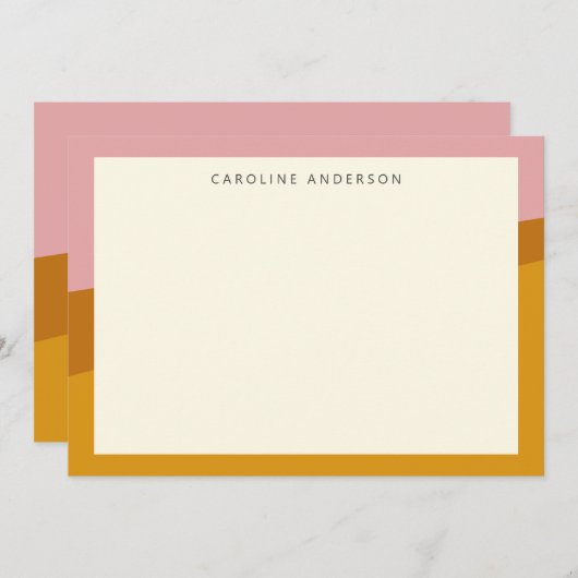Moderne roze roze rand Persoonlijke naam Notitiekaartje (Voorkant / Achterkant)