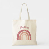Moderne roze roze regenboog op maat tote bag (Achterkant)