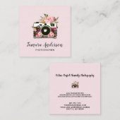 Moderne roze roze roodbruin fotograaf vierkante visitekaartje (Voorkant / Achterkant)