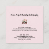 Moderne roze roze roodbruin fotograaf vierkante visitekaartje (Achterkant)