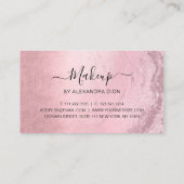 Moderne roze roze roos goudglitter make-up artiest afsprakenkaartje (Achterkant)