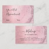 Moderne roze roze roos goudglitter make-up artiest afsprakenkaartje (Voorkant / Achterkant)