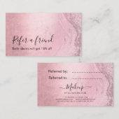 Moderne roze roze roos goudglitter make-up kunsten aanbevelingskaartje (Voorkant / Achterkant)