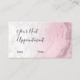 Moderne roze roze roos goudglitter marmer make-up  afsprakenkaartje