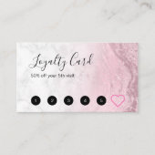 Moderne roze roze roos goudglitter marmer make-up  klantenkaartje (Voorkant)