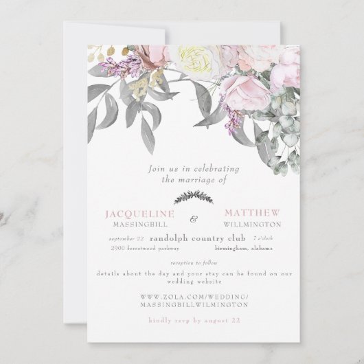 Moderne roze roze roze en grijze eucalyptus websit kaart (Voorkant)