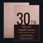 Moderne roze roze roze roodbruin 30e verjaardag kaart<br><div class="desc">Viel je verjaardagsfeest op met deze moderne,  stijlvolle roze roze roze roodbruin glitter Sparkle Birthday Kaart Uitnodiging.</div>