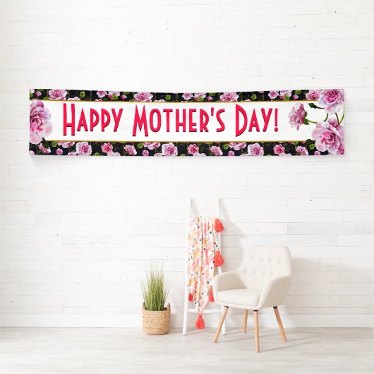Moderne Roze roze rozen | Moederdag-banner Spandoek (Insitu)