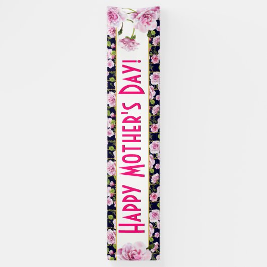 Moderne Roze roze rozen | Moederdag-banner Spandoek (Verticaal)
