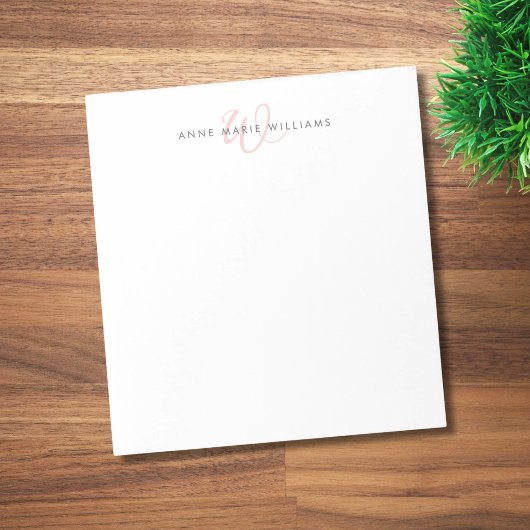 Moderne Roze Roze Schrift Monogram Notitieblok