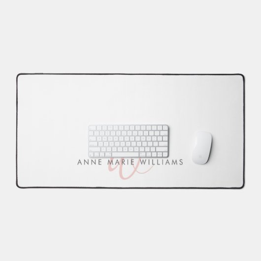 Moderne Roze Roze Script Monogram  Bureaumat (Keyboard & Muis)