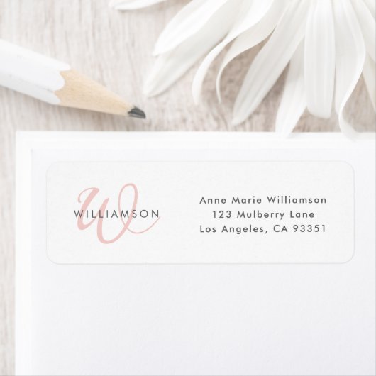 Moderne Roze Roze Script Monogram Etiket (Insitu)