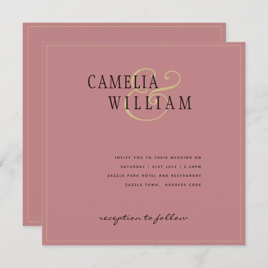 Moderne Roze Roze Stof Bruiloft Uitnodiging (Voorkant / Achterkant)