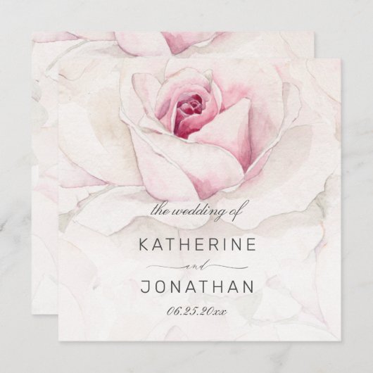 Moderne Roze Roze Waterverf Bloemen Trouwprogramma Programmakaart (Voorkant / Achterkant)
