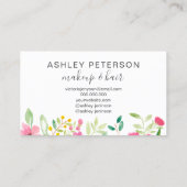 Moderne roze roze waterverf make-up visitekaartje (Achterkant)