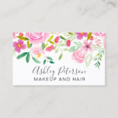 Moderne roze roze waterverf make-up visitekaartje (Voorkant)