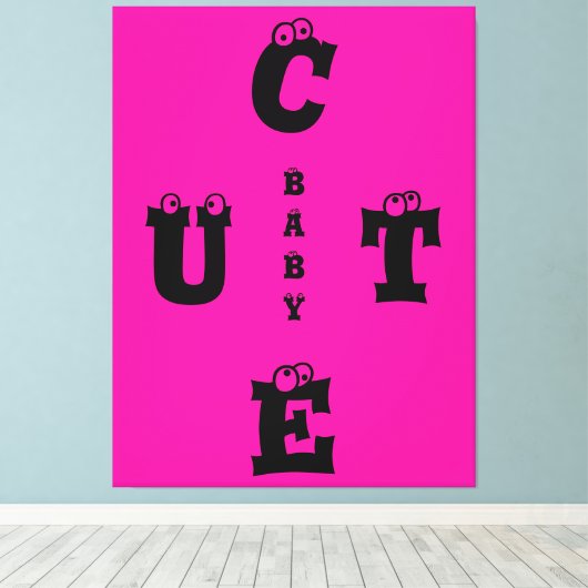 Moderne roze roze zwarte vormgeving schattige baby canvas afdruk (Insitu (Houten vloer))