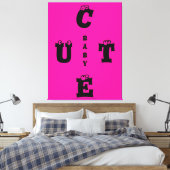 Moderne roze roze zwarte vormgeving schattige baby canvas afdruk (Insitu (Slaapkamer))