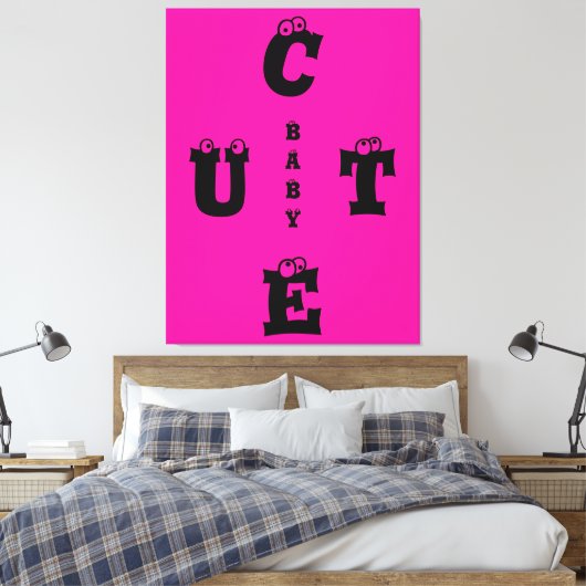 Moderne roze roze zwarte vormgeving schattige baby canvas afdruk (Insitu (Slaapkamer))