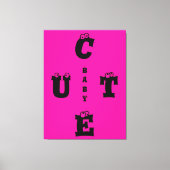 Moderne roze roze zwarte vormgeving schattige baby canvas afdruk (Voorkant)