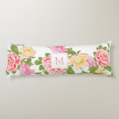 Moderne roze rozen 7 gele bloem illustratie lichaamskussen (Achterkant)