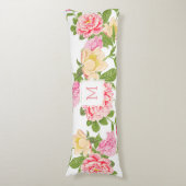 Moderne roze rozen 7 gele bloem illustratie lichaamskussen (Voorkant Verticaal)