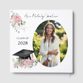 Moderne Roze Rozen Afstuderen 2 Foto Gastenboek (Achterkant)