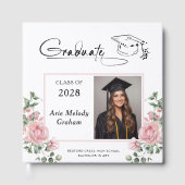 Moderne Roze Rozen Afstuderen 2 Foto Gastenboek (Voorkant)